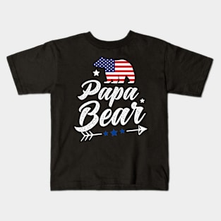 Papa Bear Patriotic Flag Matching 4th Of July Kids T-Shirt